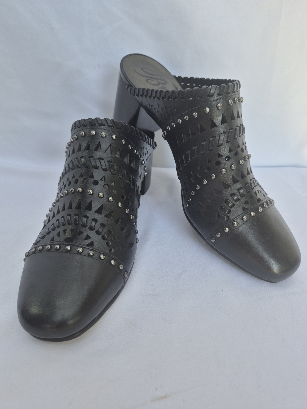 BRIGHTON $245 Manet Black Leather Bohemian Mules Clogs MADE IN ITALY Size 8.5